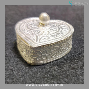 German Silver Heart Shape Kumkum Dabbi | Silver Giftry | SGT20K245