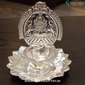 German Silver Kamal Kamakshi Deepa With 3" Plate | Silver Giftry | SGT20K250