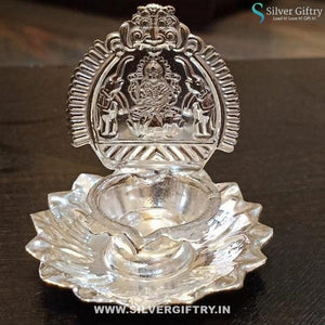 German Silver Kamal Kamakshi Deepa With 3" Plate | Silver Giftry | SGT20K250