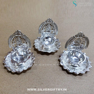 German Silver Kamala Kamakshi Diya 3 pcs | Silver Giftry | SGT20K252