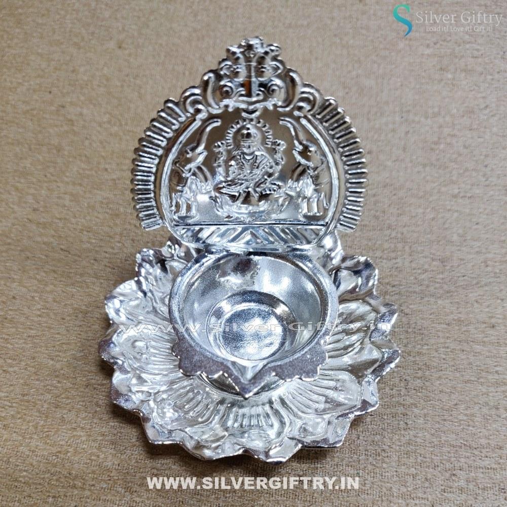 German Silver Kamala Kamakshi Diya 3 pcs | Silver Giftry | SGT20K252