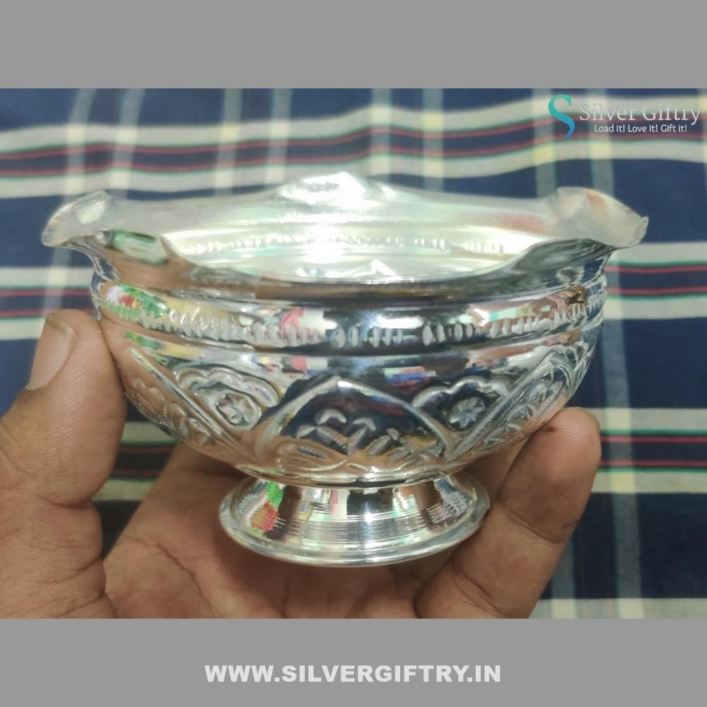 German Silver Kumkum Bowl 4" | Silver Giftry | SGT20K253