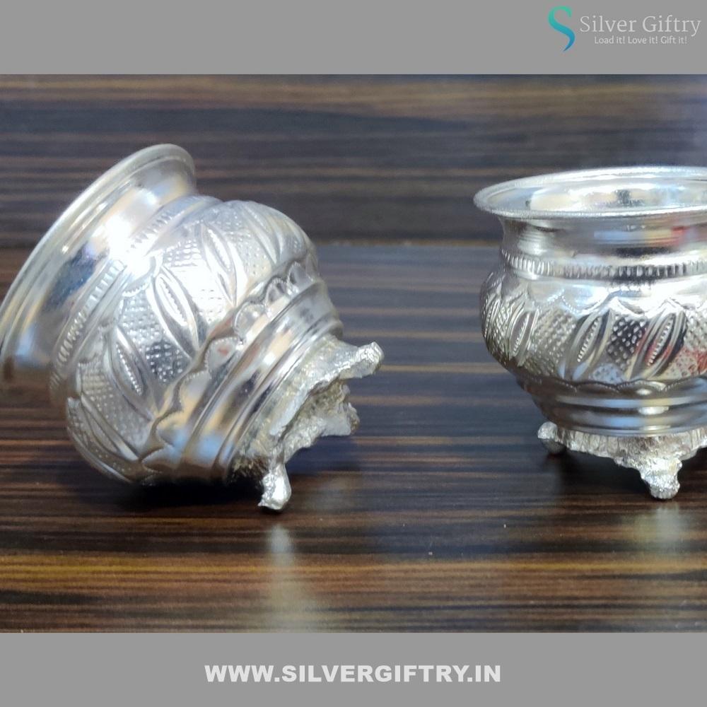 German Silver Kumkum Bowl Pair 3" | Silver Giftry | SGT20K254