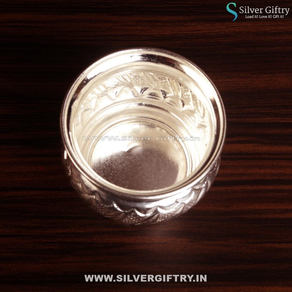 German Silver Kumkum Bowl With Leg | Silver Giftry | SGT20K255