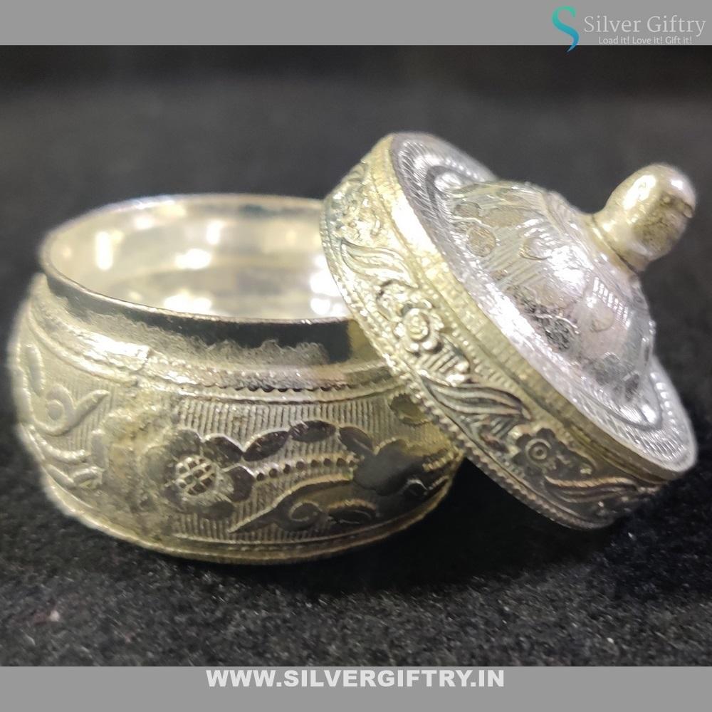 German Silver Kumkum Dabbi Medium | Silver Giftry | SGT20K256