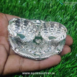 German Silver Kumkum Platter 3" | Silver Giftry | SGT20K263