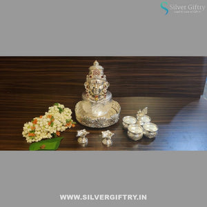 German Silver Lakshmi Face With 6" Kalsha | Silver Giftry | SGT20K268