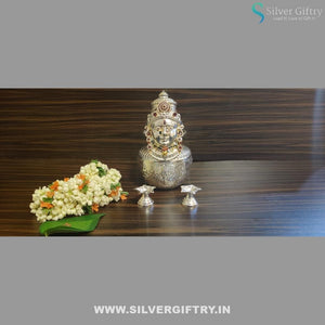 German Silver Lakshmi Face With 6" Kalsha | Silver Giftry | SGT20K268