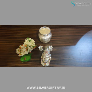 German Silver Lakshmi Face With 6" Kalsha | Silver Giftry | SGT20K268