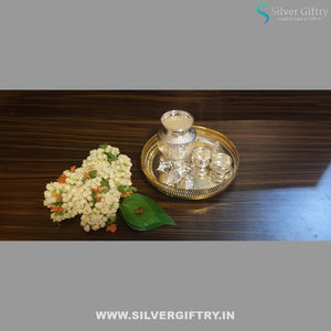 German Silver Lakshmi Face With 6" Kalsha | Silver Giftry | SGT20K268