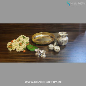 German Silver Lakshmi Face With 6" Kalsha | Silver Giftry | SGT20K268