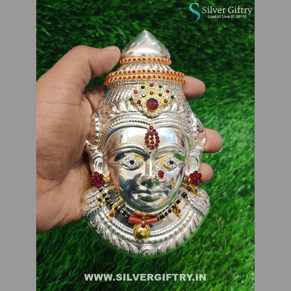 German Silver Lakshmi Face With Jewellery | Silver Giftry | SGT20K269