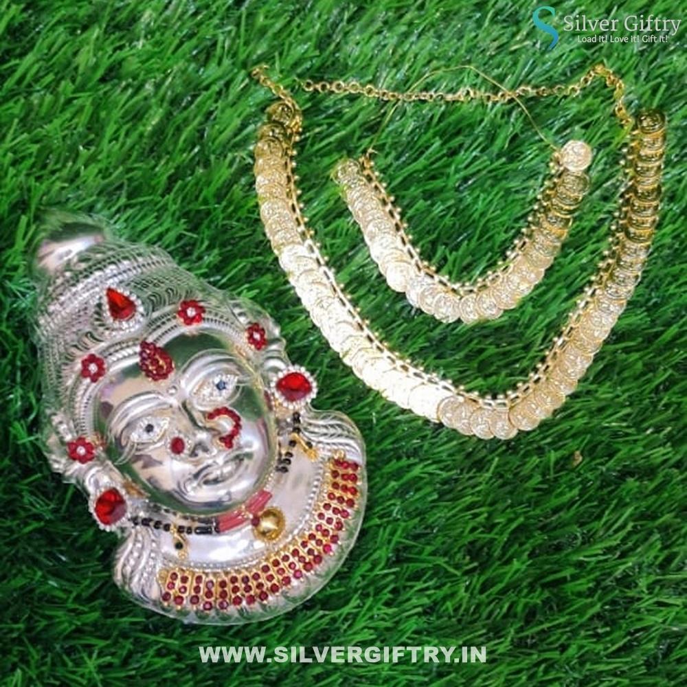German Silver Lakshmi With Jewellery | Silver Giftry | SGT20K271
