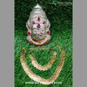 German Silver Lakshmi With Jewellery | Silver Giftry | SGT20K271