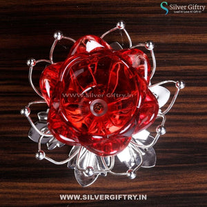 German Silver Lotus Candle Stand Mixed Colours | Silver Giftry | SGT20K273