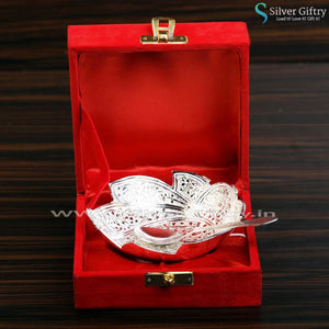 German Silver Lotus Shape Bowl With Box Silver Colour | Silver Giftry | SGT20K277