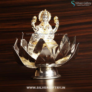 German Silver Lotus Stand with Lakshmi Idol | Silver Giftry | SGT20K282