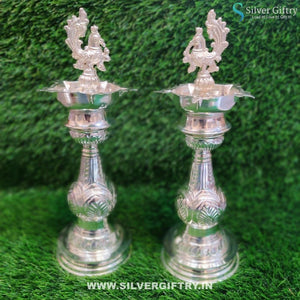 German Silver Nakas Deepam 14" Pair | Silver Giftry | SGT20K286