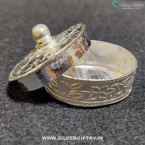 German Silver Oval Kumkum Dabbi | Silver Giftry | SGT20K289