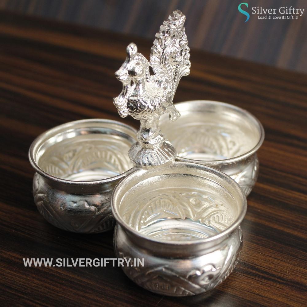 German Silver Peacock Panchwala Flower Design | Silver Giftry | SGT20K295