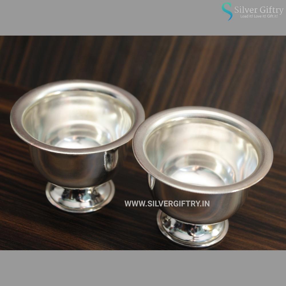 German Silver Plain Kumkum Bowls | Silver Giftry | SGT20K298