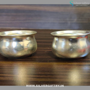 German Silver Plain Kumkum Bowls Pair 2" | Silver Giftry | SGT20K299