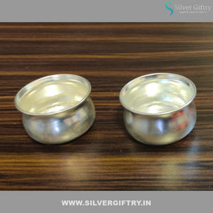 German Silver Plain Kumkum Bowls Pair 2" | Silver Giftry | SGT20K299