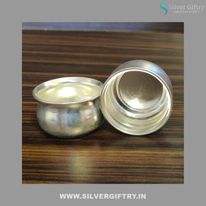 German Silver Plain Kumkum Bowls Pair 2" | Silver Giftry | SGT20K299