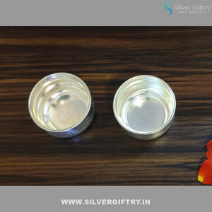 German Silver Plain Kumkum Bowls Pair 2" | Silver Giftry | SGT20K299