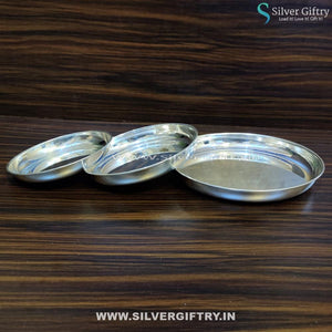 German Silver Plain Plate Set Of 3 | Silver Giftry | SGT20K301