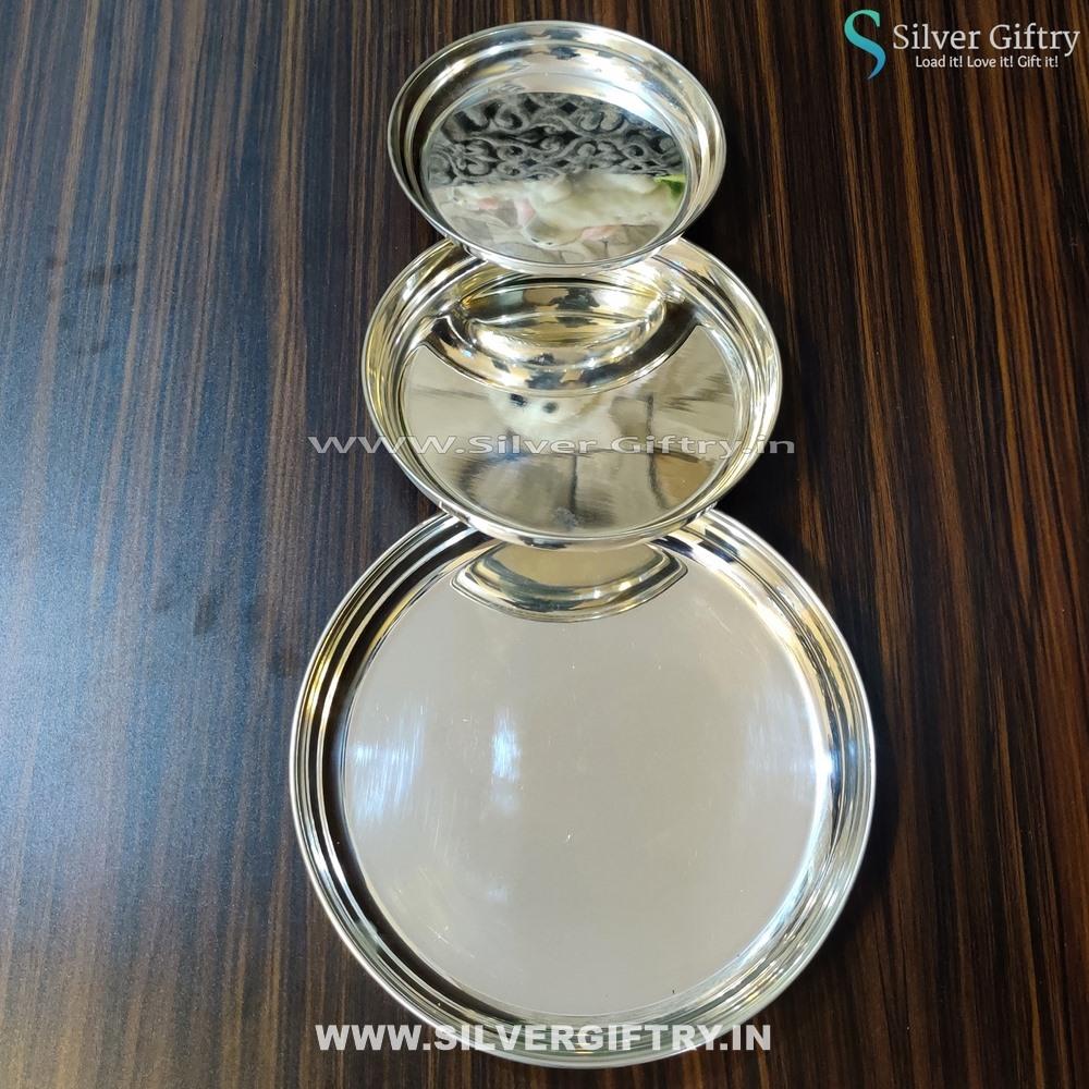 German Silver Plain Plate Set Of 3 | Silver Giftry | SGT20K301