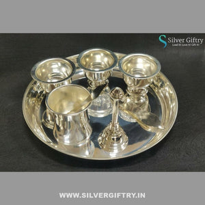 German Silver Pooja Thali 10" Set | Silver Giftry | SGT20K308