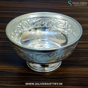 German Silver Prasadam Bowl With Stand Small | Silver Giftry | SGT20K312