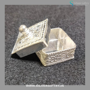 German Silver Square Kumkum Dabbi | Silver Giftry | SGT20K317