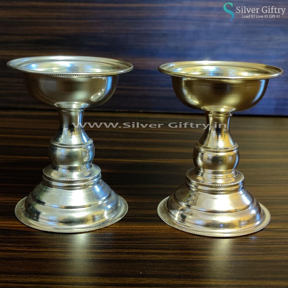 German Silver Tube Devdas Deepam 4" | Silver Giftry | SGT20K324