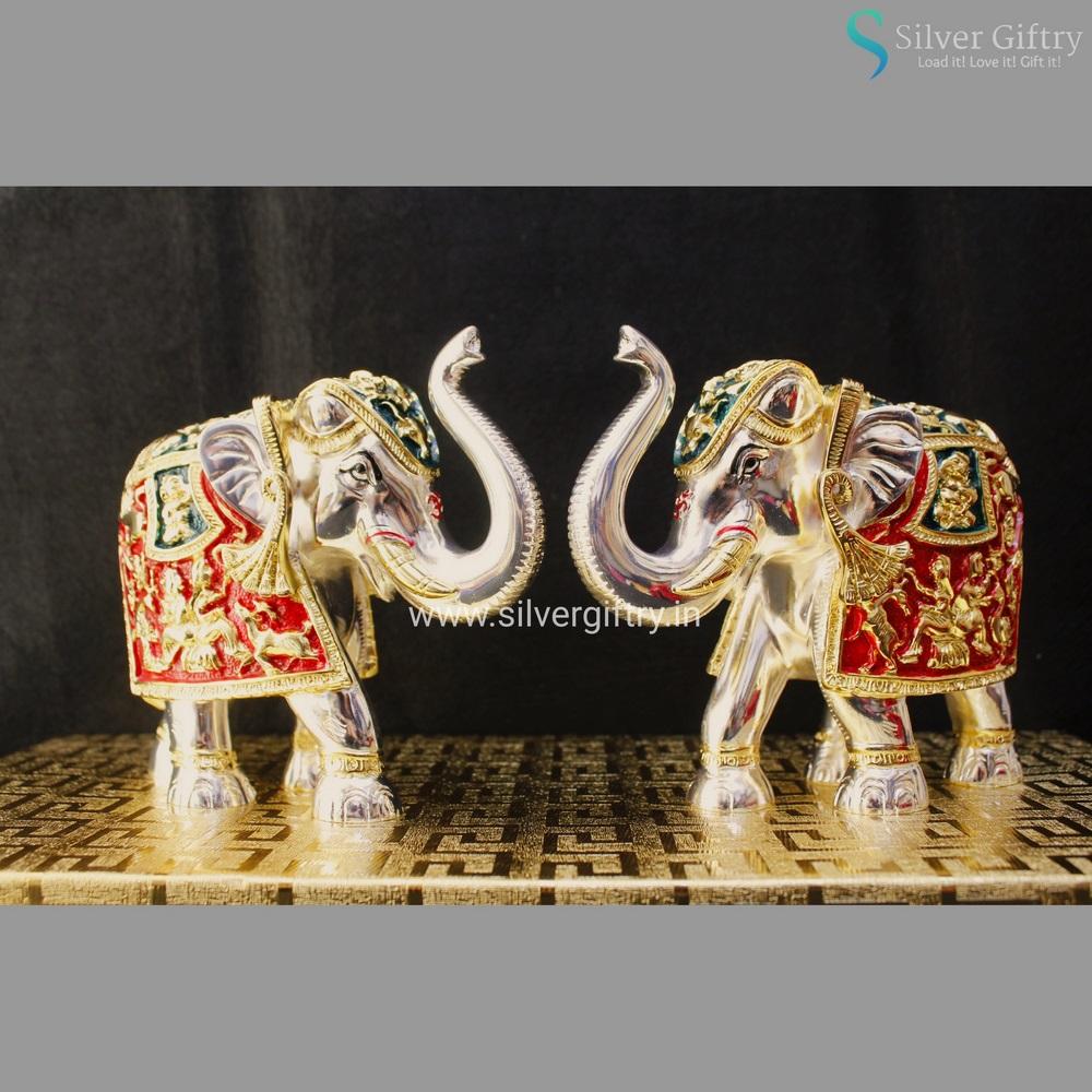 Gold and Silver Coated Elephants | Silver Giftry | SGT20K339