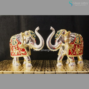 Gold and Silver Coated Elephants | Silver Giftry | SGT20K339