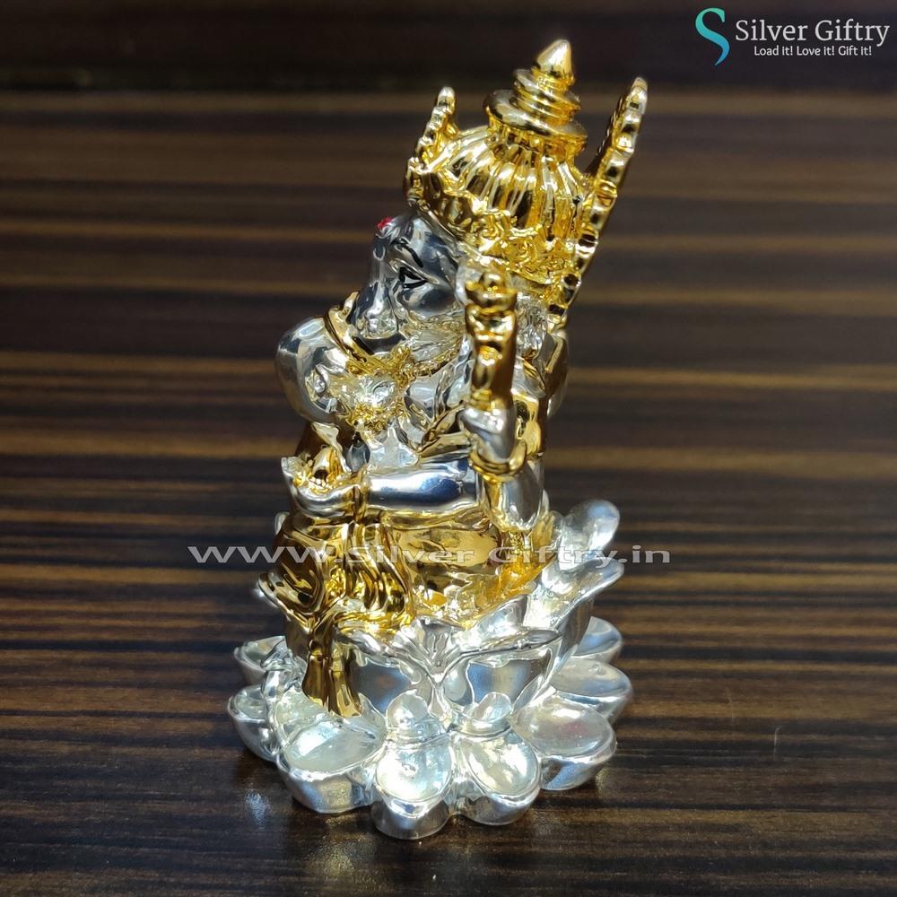 Gold and Silver Coated Lotus Ganesha | Silver Giftry | SGT20K341