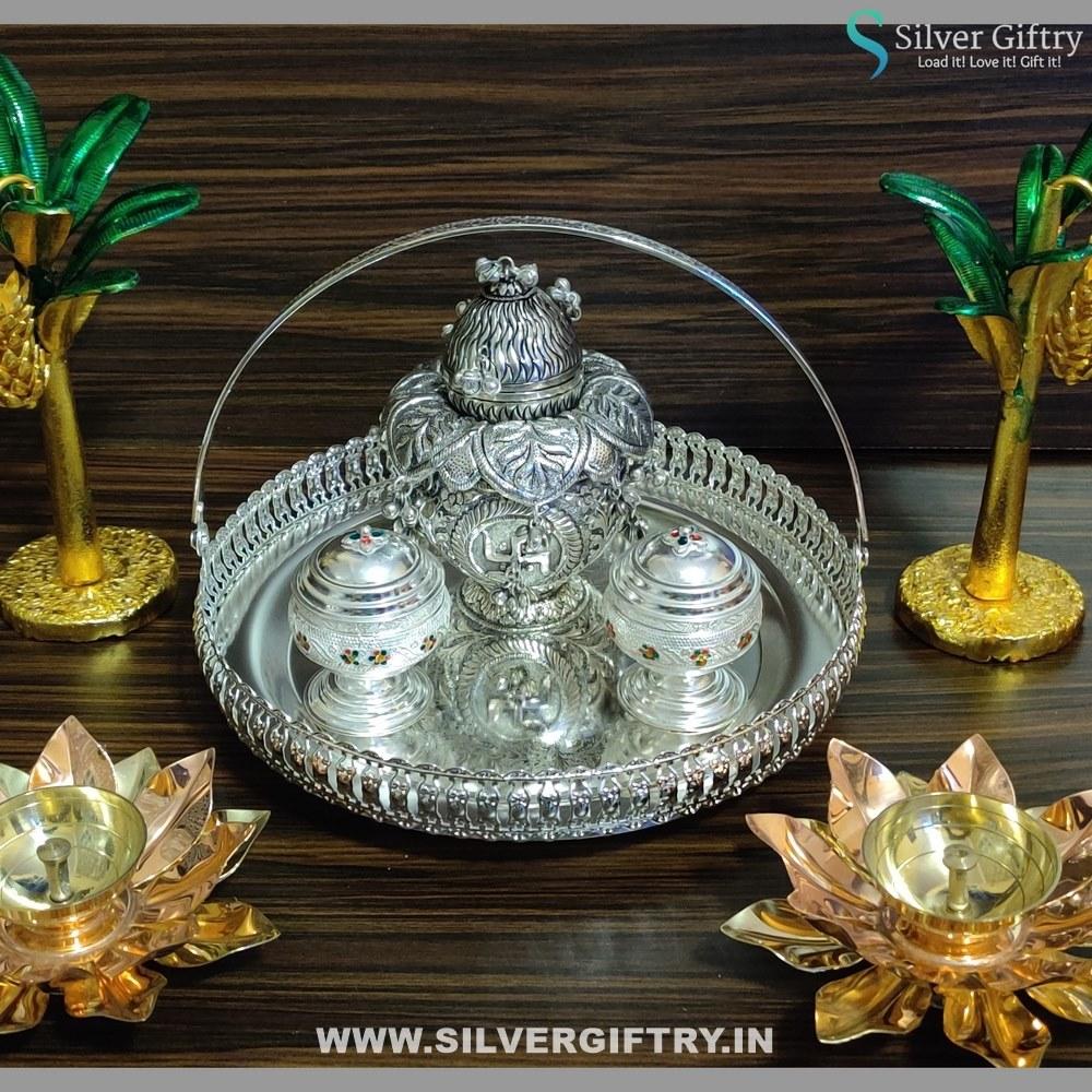 Imported 10" Pooja Thali | Silver Giftry | SGT20K352