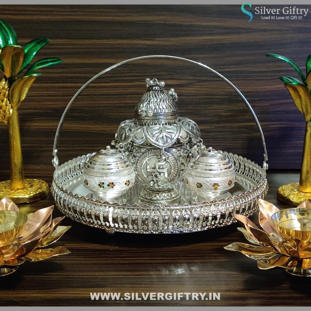 Imported 10" Pooja Thali | Silver Giftry | SGT20K352