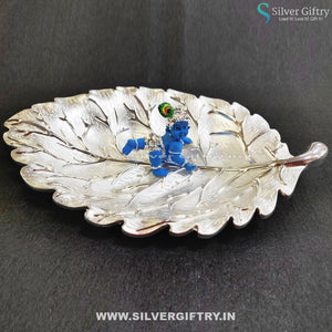 Imported 9" Plate pure Silver Baby Krishna | Silver Giftry | SGT20K359