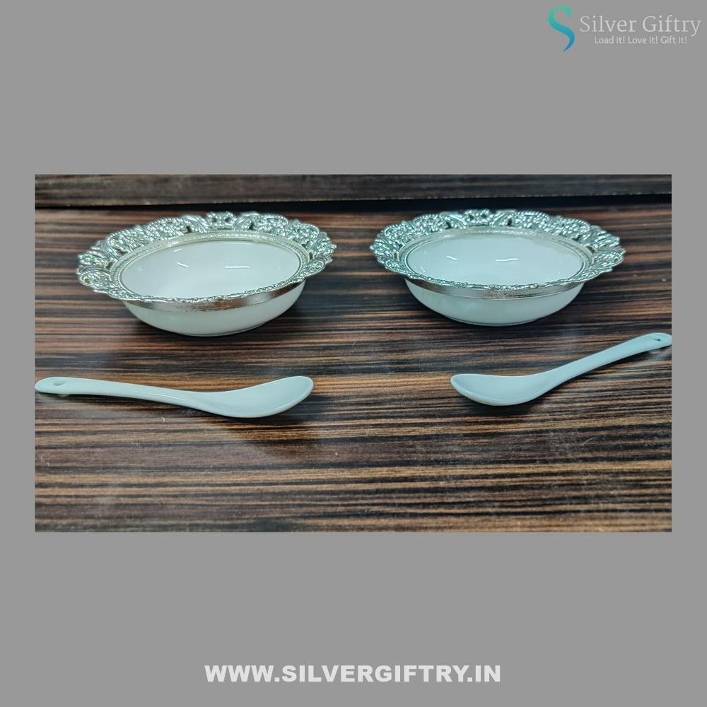 Imported German Silver Ice Cream Set Of 2 Bowls | Silver Giftry | SGT20K372