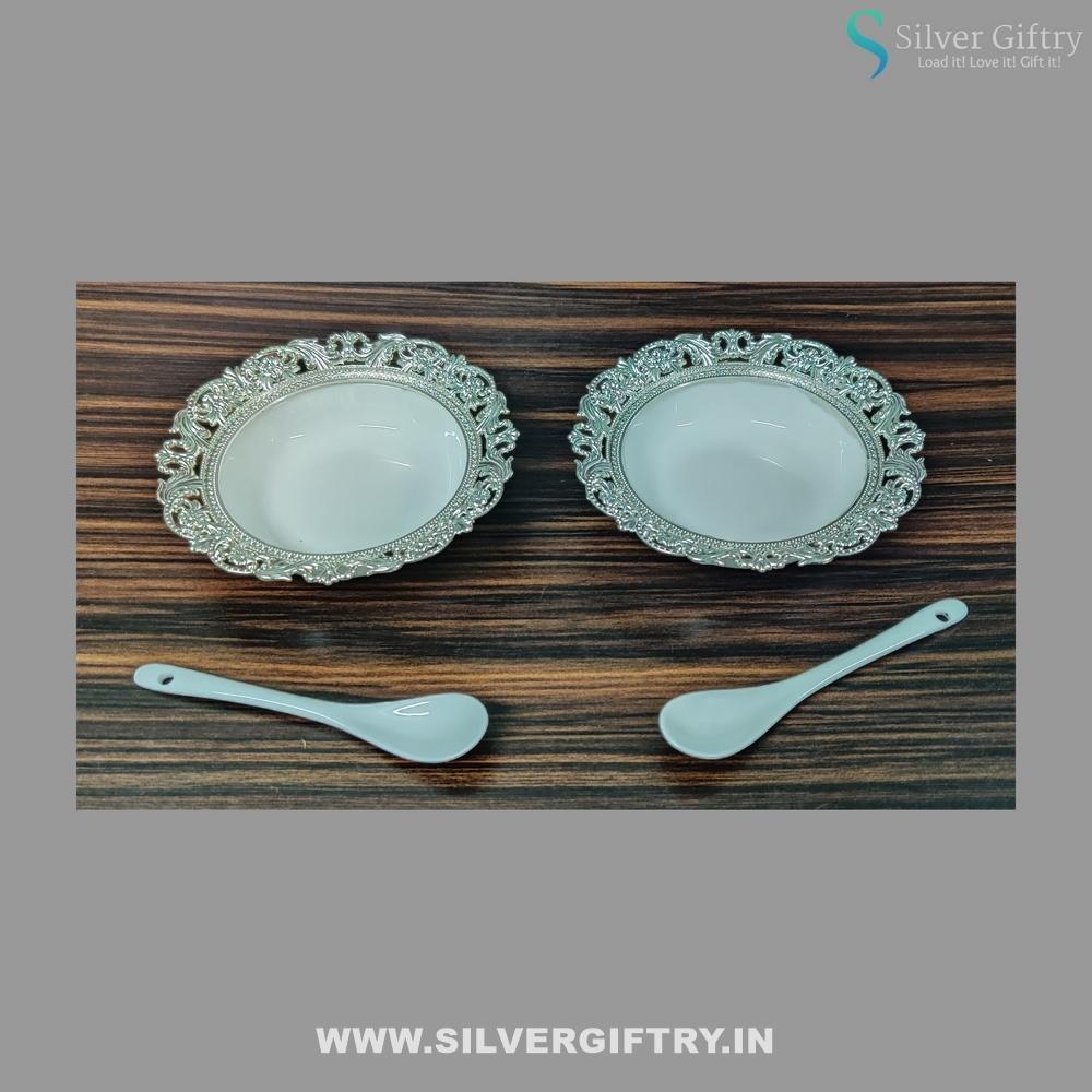 Imported German Silver Ice Cream Set Of 2 Bowls | Silver Giftry | SGT20K372