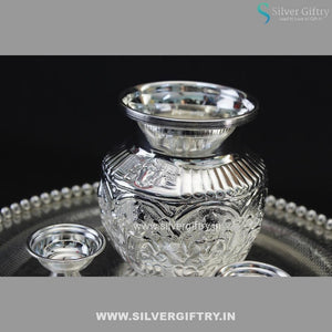 Imported German Silver Pearl Tray With Pooja Thali | Silver Giftry | SGT20K373