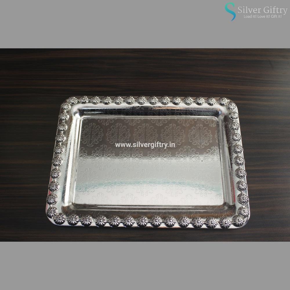 Imported German Silver Rectangle Tray | Silver Giftry | SGT20K374