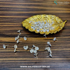 Imported Leaf Tray With German Silver 108 Flowers | Silver Giftry | SGT20K380