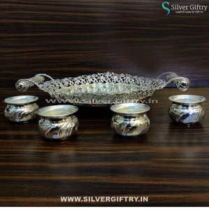 Imported Tray With German Silver Bowls (Silver) | Silver Giftry | SGT20K388