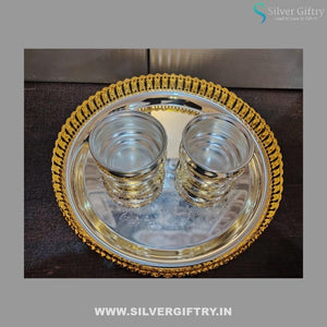 Imported Tray With German Silver Bowls (Gold) | Silver Giftry | SGT20K389
