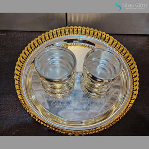 Imported Tray With German Silver Bowls (Gold) | Silver Giftry | SGT20K389