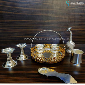 Imported Tray With Pooja Set | Silver Giftry | SGT20K394